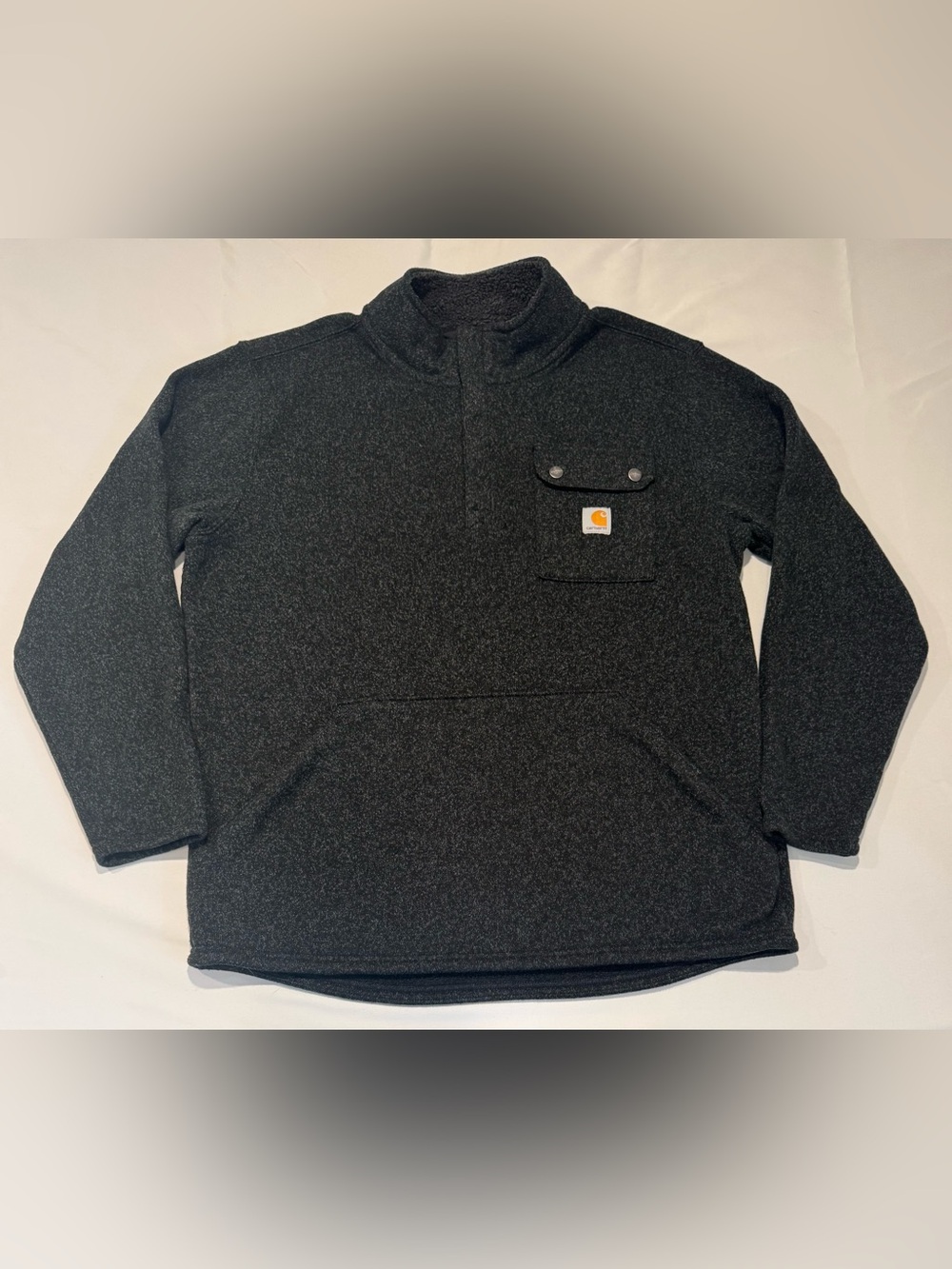 Carhartt Men's Dark Gray Heather Pullover Quarter-Zip Fleece XL